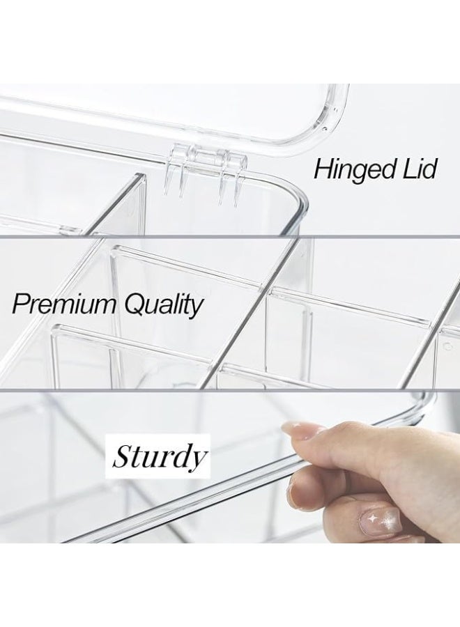 منظم خزانة الجوارب والملابس الداخلية، 16 حجرة قابلة للإزالة وقابلة للتقسيم، صندوق تخزين بلاستيكي مع غطاء، منظم تخزين للفساتين والترقيعات وال бюستيكس، منظم خزانة خزانة ملكية بلون رمادي فاتح شفاف. - Image 2